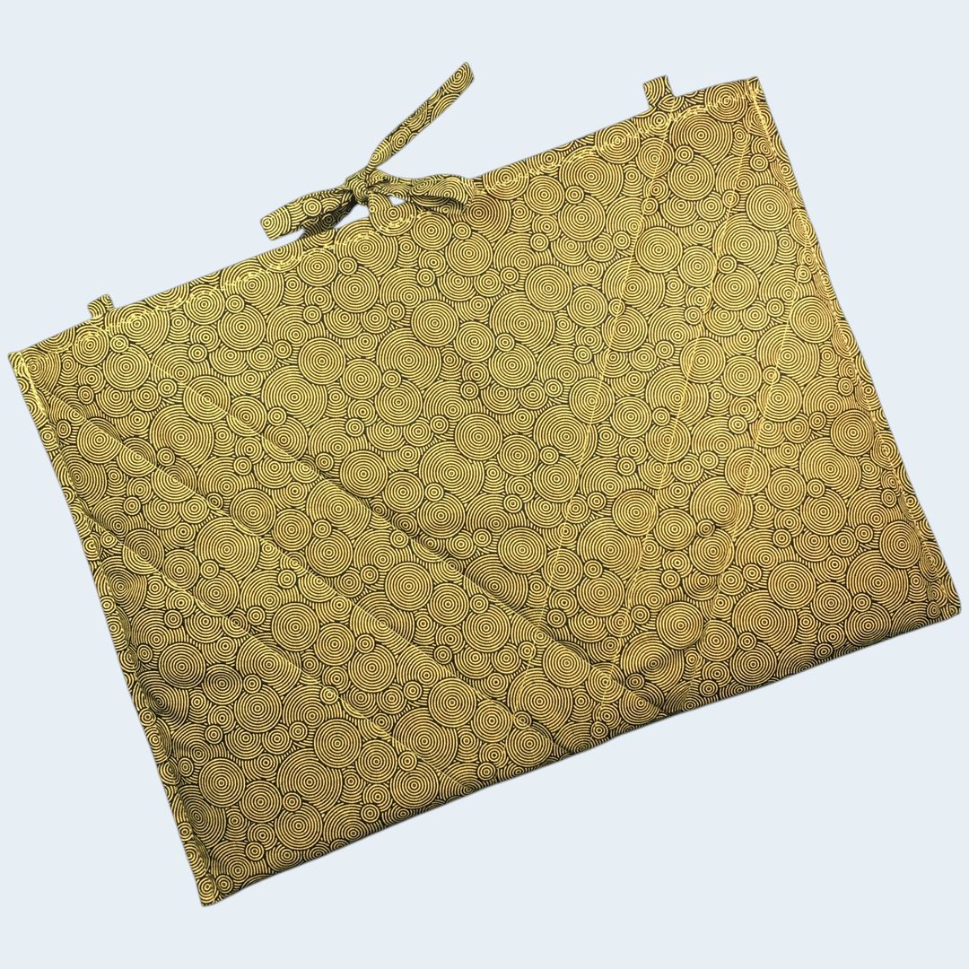 Housse pour ordinateur 13 pouces, en tissu vintage des Sixties, création originale pièce unique, étui matelassé doublé réversible. Verso, doublure et matelassage.