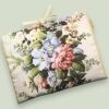 Sac pour ordinateur 13 pouces en tissu floral élégant et romantique, motif rétro champêtre, création originale faite main à Paris, étui doublé réversible.